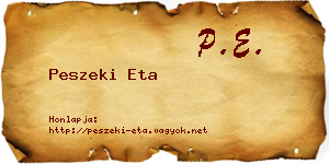 Peszeki Eta névjegykártya